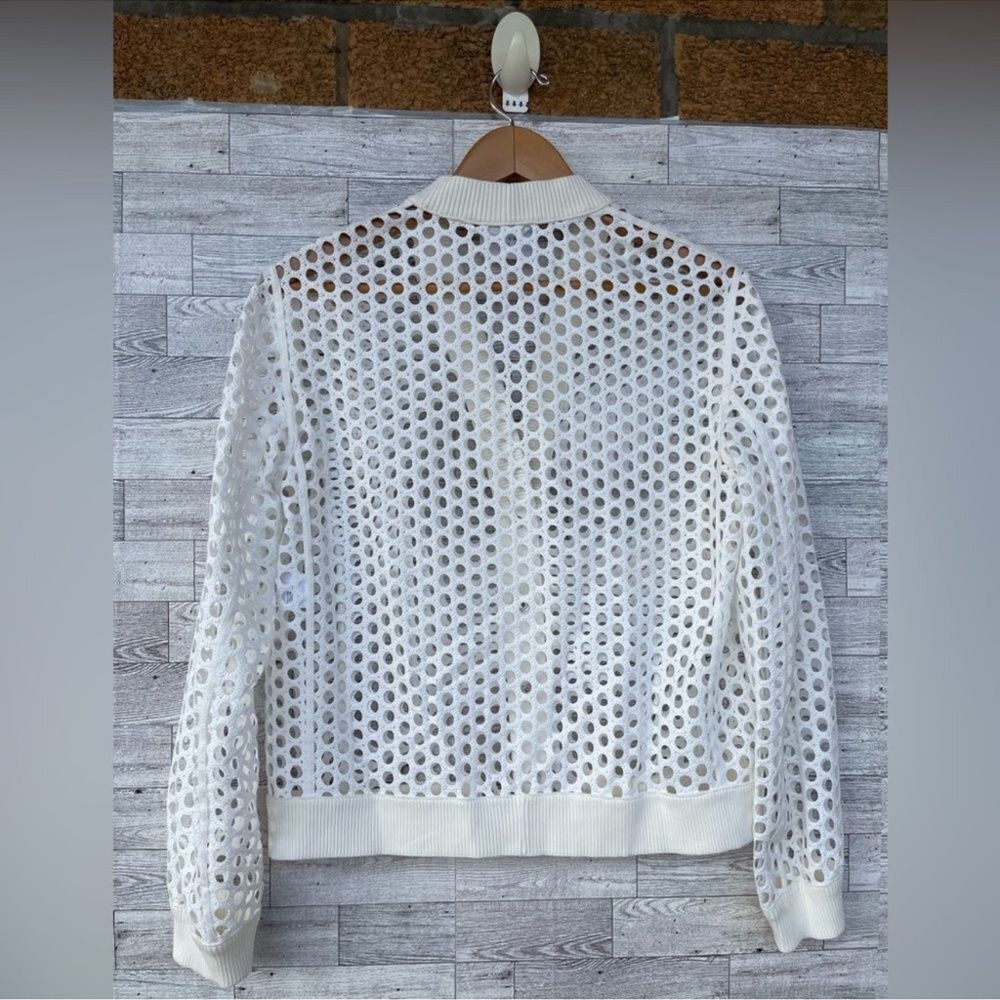 Akris Punto V-Neck Press-Button eyelet Bomber Jacket lace designer white summer - Picture 8 of 17